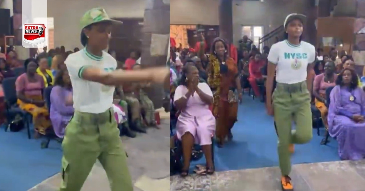Youth Corper Salutes Pastor During Church Service in Warri